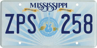 MS license plate ZPS258
