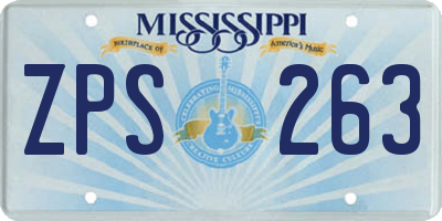 MS license plate ZPS263