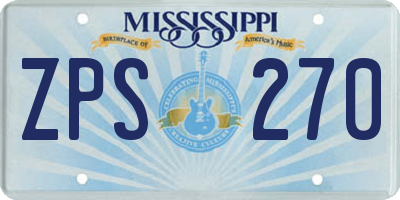 MS license plate ZPS270