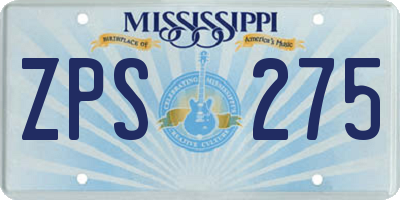 MS license plate ZPS275