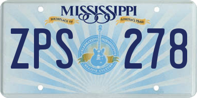 MS license plate ZPS278
