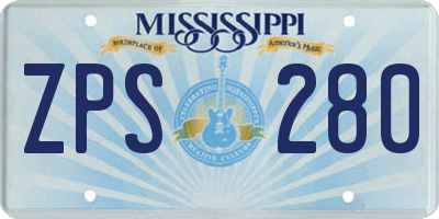MS license plate ZPS280