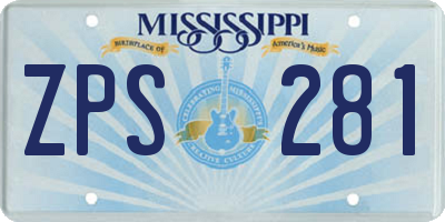 MS license plate ZPS281