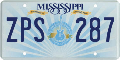 MS license plate ZPS287
