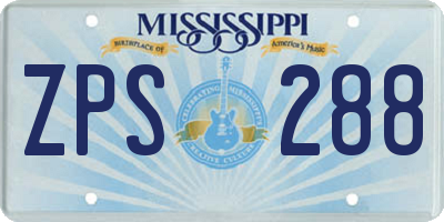 MS license plate ZPS288