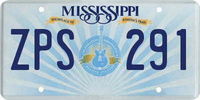 MS license plate ZPS291