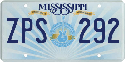 MS license plate ZPS292