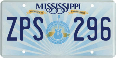 MS license plate ZPS296