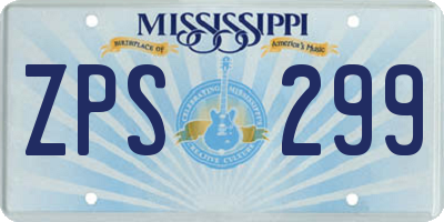 MS license plate ZPS299