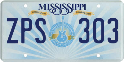 MS license plate ZPS303