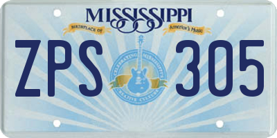 MS license plate ZPS305