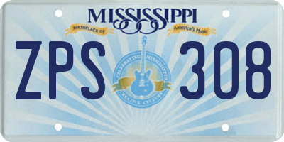 MS license plate ZPS308