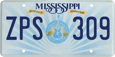MS license plate ZPS309