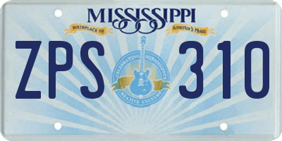 MS license plate ZPS310