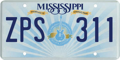MS license plate ZPS311