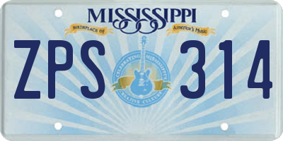 MS license plate ZPS314