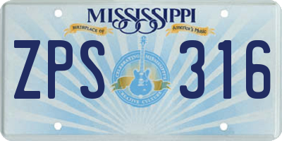 MS license plate ZPS316