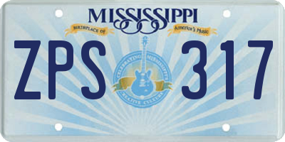 MS license plate ZPS317