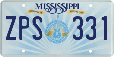 MS license plate ZPS331