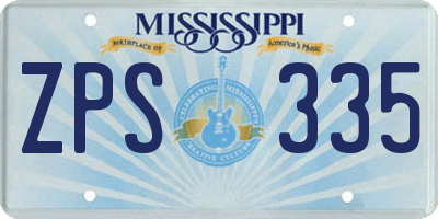 MS license plate ZPS335