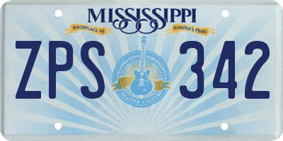 MS license plate ZPS342