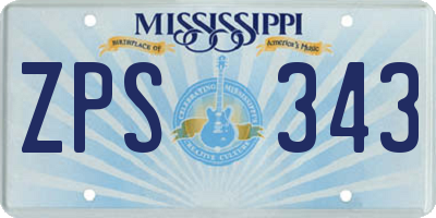 MS license plate ZPS343