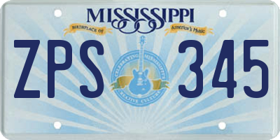 MS license plate ZPS345