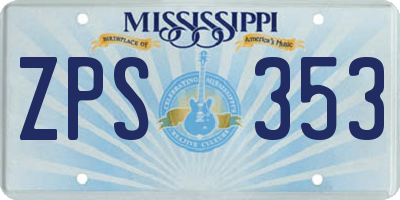 MS license plate ZPS353