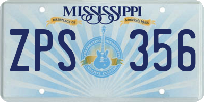 MS license plate ZPS356
