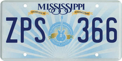MS license plate ZPS366