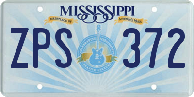 MS license plate ZPS372