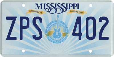 MS license plate ZPS402