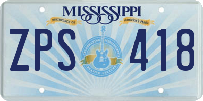 MS license plate ZPS418