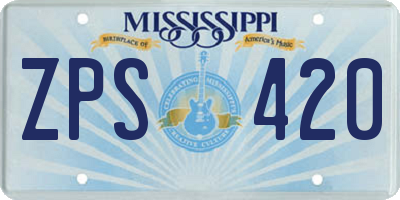 MS license plate ZPS420