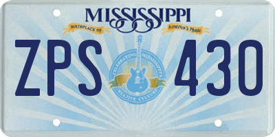 MS license plate ZPS430