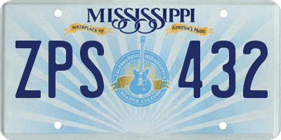 MS license plate ZPS432