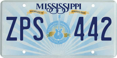MS license plate ZPS442