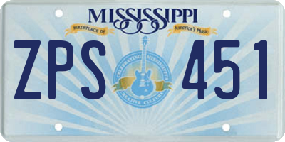 MS license plate ZPS451
