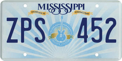 MS license plate ZPS452