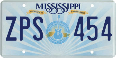 MS license plate ZPS454