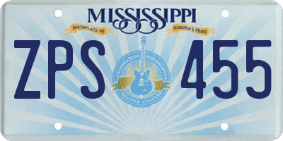 MS license plate ZPS455