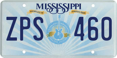 MS license plate ZPS460
