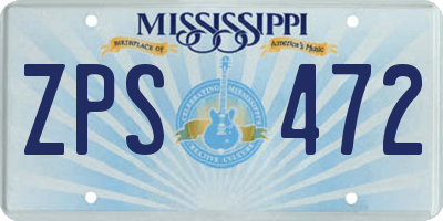 MS license plate ZPS472