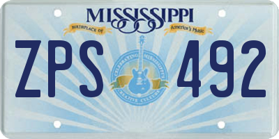 MS license plate ZPS492