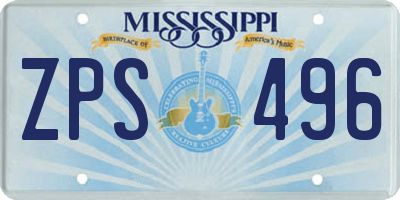 MS license plate ZPS496