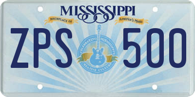 MS license plate ZPS500