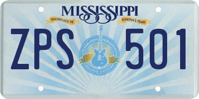 MS license plate ZPS501
