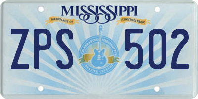 MS license plate ZPS502