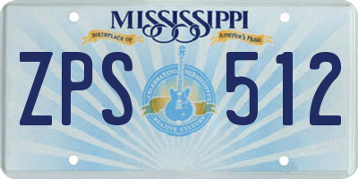 MS license plate ZPS512