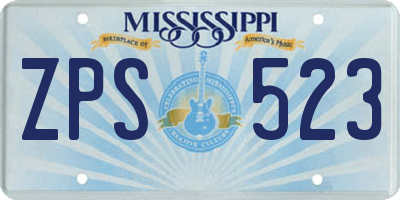 MS license plate ZPS523